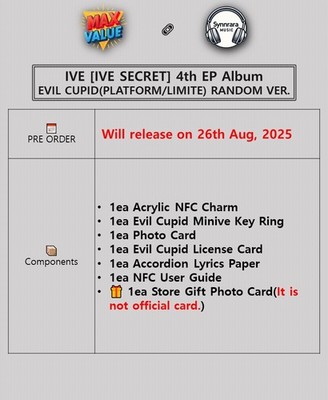 IVE [IVE SECRET] 4th EP Album EVIL CUPID Ver/NFC Charm+Key Ring+2