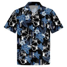 German Shepherd Dog Police Hawaiian Casual Button Down Shirt Unisex Adults S-5XL