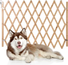 Retractable Pet Gate Expandable Dog Fence Wooden Screen Door Accordion Gates Por