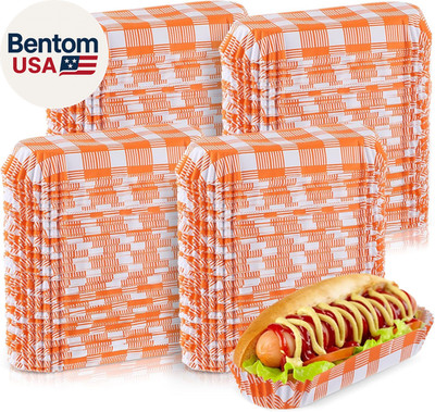 Plateaux Jetables Hot Dog Lot De 100 Plateaux Hot-Dog Jetables En Papier - Boîtes Goûter Blanc - Service Rapide Fête Anniversaire Emballage Jetable Nourriture