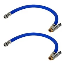 2 Pcs Tire Inflator Rubber Hose with Copper Locking Air Chuck and Standard Ti