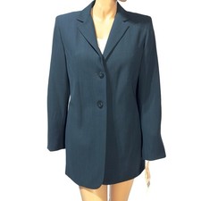 Dressbarn Women s Blazer Size 12 Dark Green 2 Button Office Career NWT