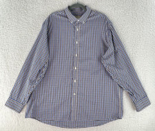 Michael Kors Button-Down Dress Shirt Mens XL Blue Brown Plaid Long Sleeve Cotton