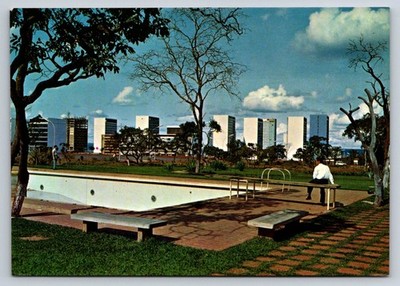 Vintage Brasilia DF Brazil Modern City View Chrome Postcard Mercator