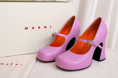 Marni Pink Mary Jane Heels EU 38 Platform Chunky Heel Designer Shoes