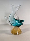 Vintage Murano Art Glass Fish Figurine Gold Aventurine Base Italy 7" Barbini
