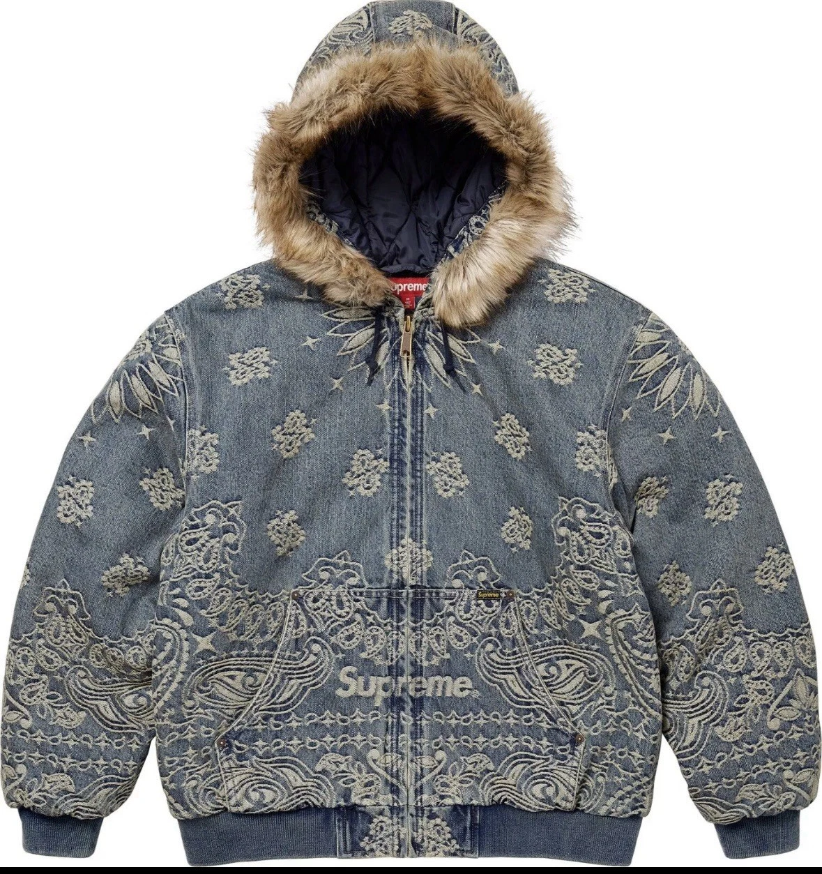 Veste de travail à capuche en denim jacquard Supreme Bandana (taille Medium)   EN MAIN