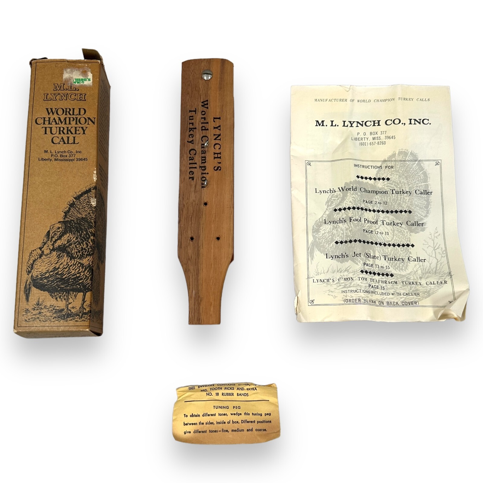 Vintage ML Lynch World Champion Turkey Call 102 Wood 1958 w/ Box