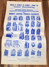 Vintage United Jennings Mills Watling Coin Op SLOT MACHINE Advertising Poster