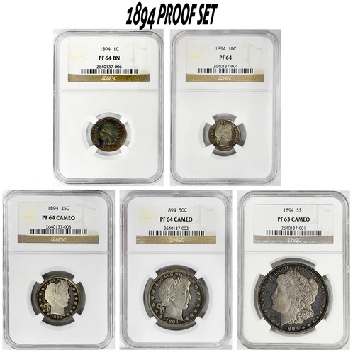1894 Proof Set 1C, 10C, 25C, 50C and $1 NGC