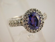 PURPLE CUBIC ZIRCONIA CZ STERLING SILVER RING SIZE 9.25