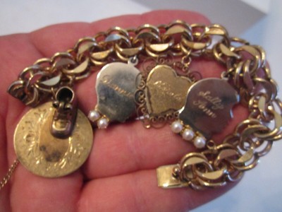 VINTAGE 12K GOLD FILLED CHARM BRACELET 