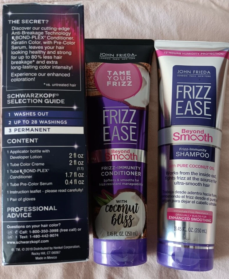Schwarzkopf Keratin Color Auburn John Frieda Frizz Ease Champú Acondicionador Lote Foto 3 de 4
