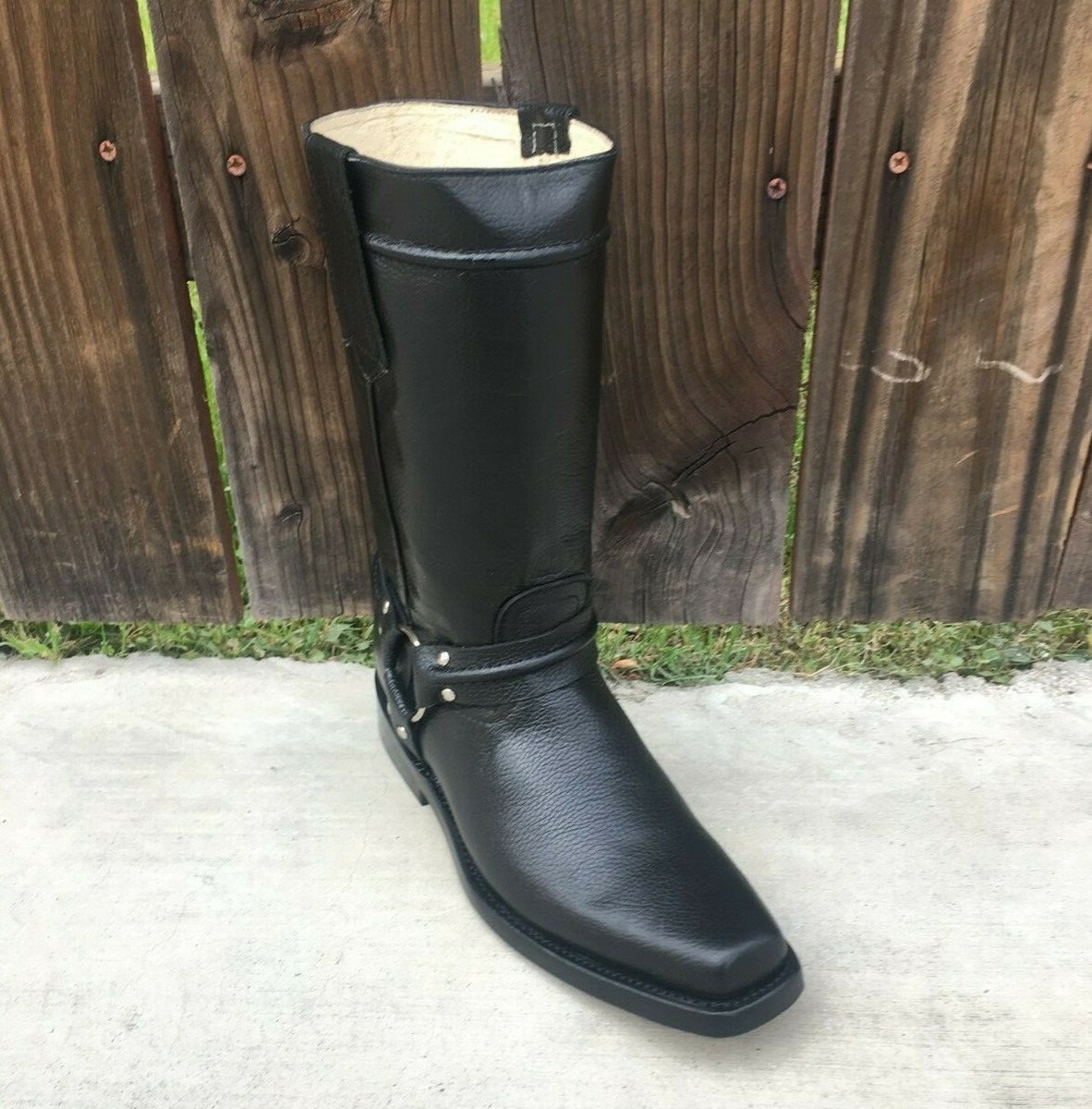 Men's Western Cowboy Harness Leather Biker Motorcycle Boots Handmade Botas  Piel