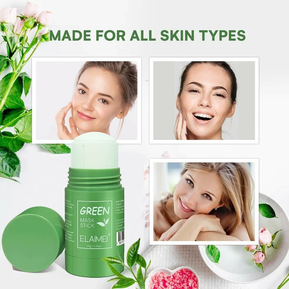 Green Tea Mask Stick Facial Cleansing Oil Acne Blackhead Control Deep Clean Pore - Image 4 of 4