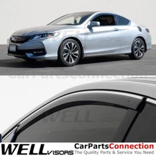 WellVisors Window Visors 13-17 For Honda Accord Coupe Rain Sun Deflector Chrome