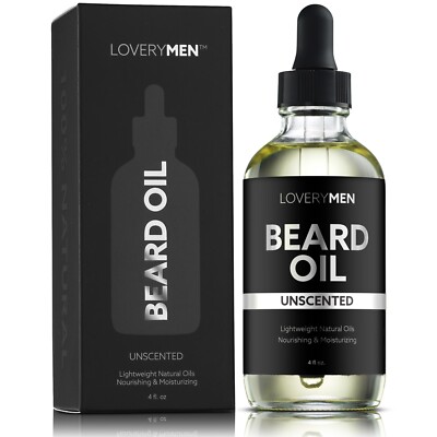 LOVERYMEN Unscented Beard Oil 4oz-Natural Mens Beard Oil-Beard Softener & Growth