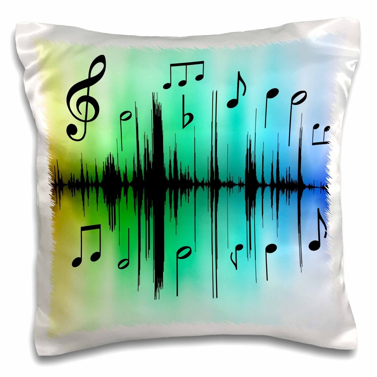 3dRose Black Notes n Colorful Music Score 16x16 inch Pillow Case