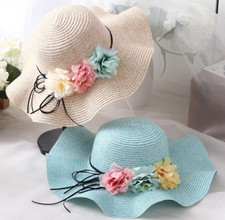 Straw Sun Hat Summer Girl Flower Lovely Children Hats Women Beach Cap Adult-Kids