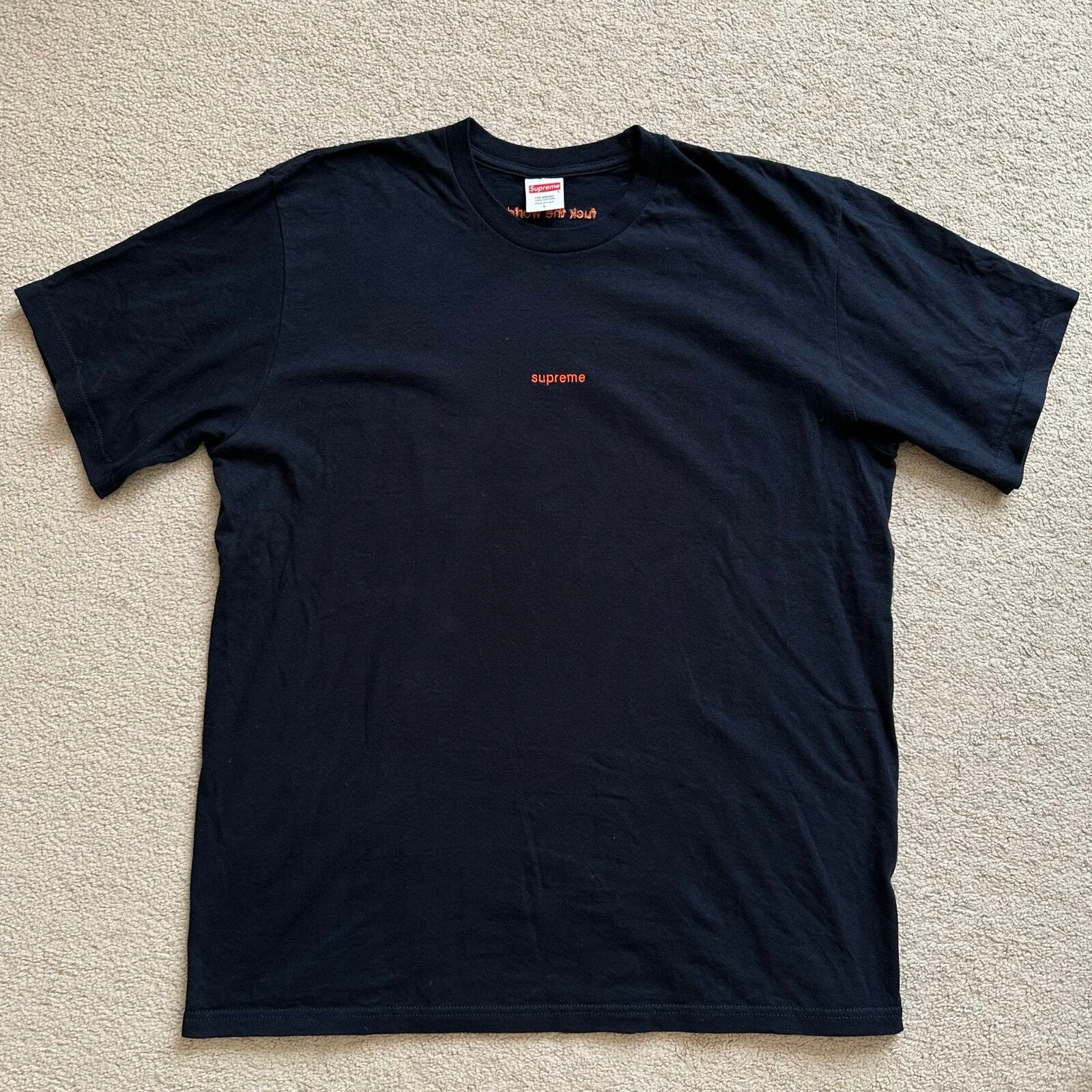 Tee shirt à broder Supreme F The World en bleu marine   Taille L
