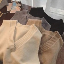 Ladies Girls Solid Knit Vest Waistcoat Gilet Tank Top JK Sleeveless Sweater Chic
