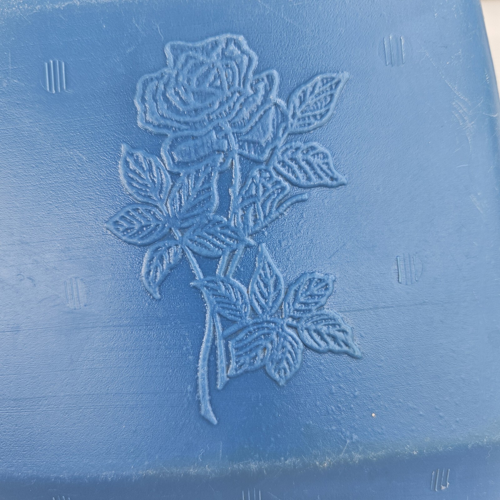 Misco Enterprises Blowmold Plastic Blue Rose Watering Can VTG Long Spout