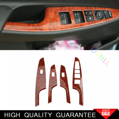 Fit For Hyundai Tucson 2015-2018 Red Wood Window Lift Panel Switch Cover Trim 4*