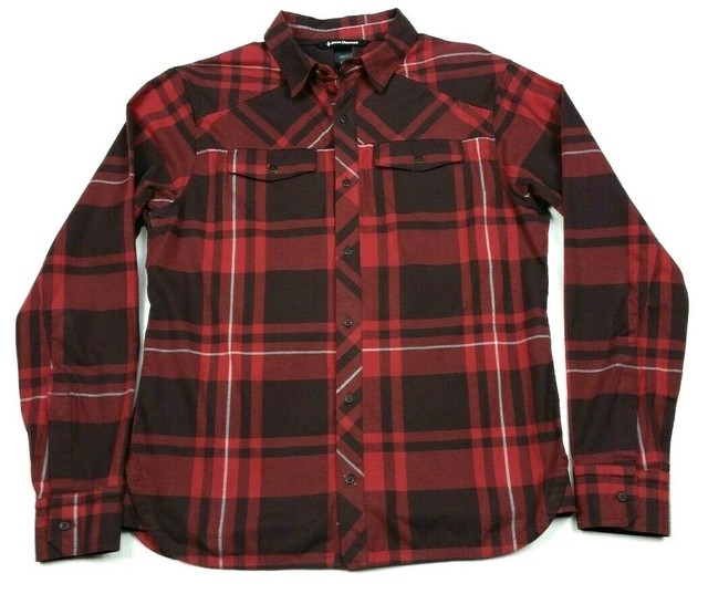Black Diamond Technician Chamois Flannel Red Plaid Button Shirt Large Mens | eBay