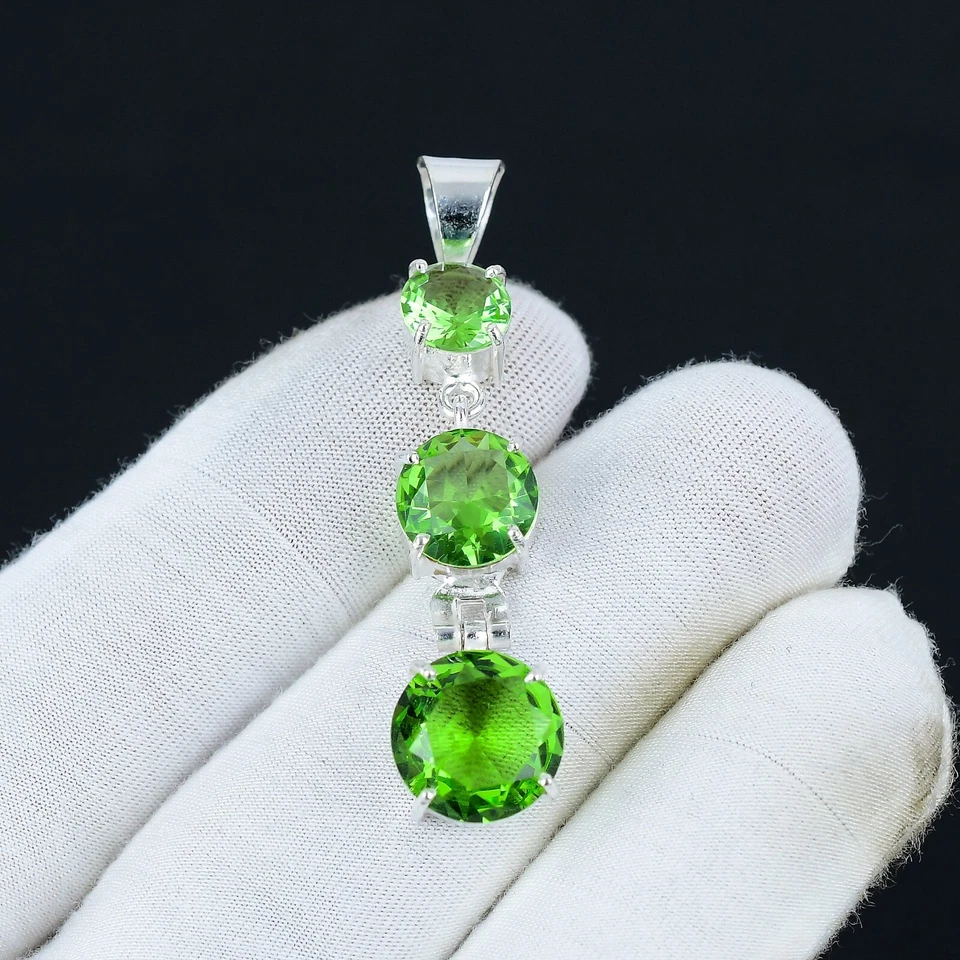 Peridot Edelstein Handgemacht 925 Sterling Silber Anhänger August Monatsstein - Bild 4 von 4