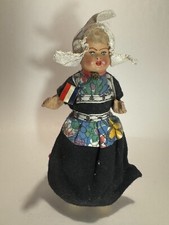 Vintage Holland Doll hard pressed plastic and wooden shoes