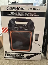 NEW CHROMACAST CC-PPA-60 PORTABLE 60 WATT BLUETOOTH PA SPEAKER & MICROPHONE