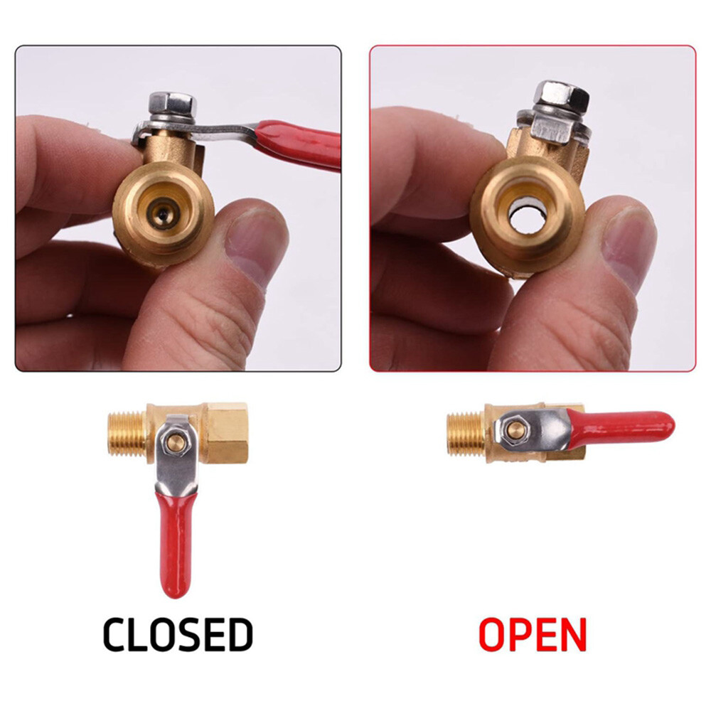 2-Pack 1/4” NPT Brass Ball Valve – Male/Female Thread, Water Air Moisture Drain Shut Off, BV-02