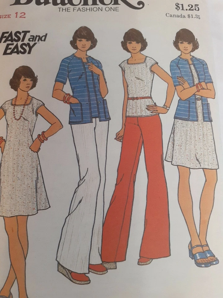 Butterick 3583 Sweater Top Dress Pants Sewing Pattern Ladies 12 UC VTG 60s Knit - Image 2 of 4