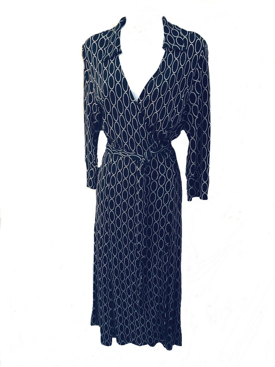 Hobbs UK Black + white op art Body Con jersey wrap dress UK 8, US 4, Eur 36