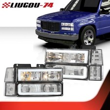 Led Drl Headlights Fit For 94-99 Chevy Suburban Ck Tahoe Gmc Yukon Clear Chrome Led Drl Headlights Fit For 94-99 Chevy Suburban Ck Tahoe Gmc Yukon Clear Chrome
