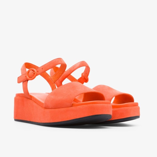 orange platform flip flops
