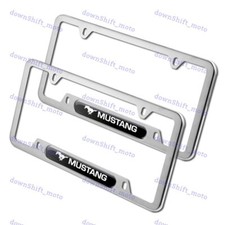 For 2pcs Mustang Black Silver License Plate Frame Stainless Steel Metal New For 2pcs Mustang Black Silver License Plate Frame Stainless Steel Metal New
