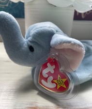 Ty VERY RARE, ORIGINAL  PEANUT  PALE BLUE BEANIE BABY   MWMT  TAG ERRORS   