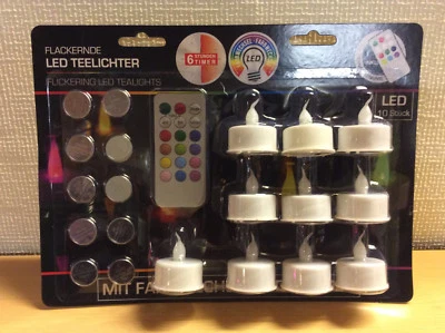 LED Teelichter 10er Set mit Farbwechsel - 4/8 Stunden Timer + Fernbedienung  - Bild 1 von 4
