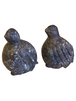 Pair of Resin Quail Hen Figures Bird Decor Primitive Rustic
