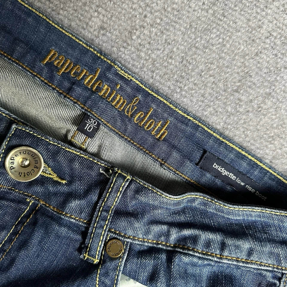 Pantalones de mezclilla de papel para mujer 30/10 Bridgette tiro bajo bota elástica azul Foto 4 de 4