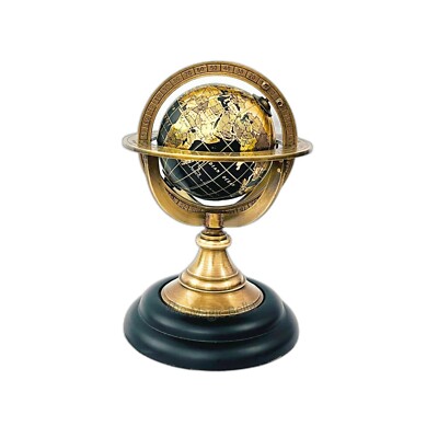 5.10'' Nautical Brass Armillary Sphere World Globe with Jet Black Map Deco