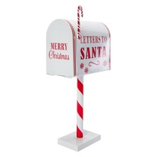 Letters to Santa Metal Mailbox Red White Christmas Holiday Decor Tabletop