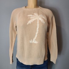 Belle Beach Kim Gravel Sweater Women XS Palm Tree Embroidered Resort Coastal