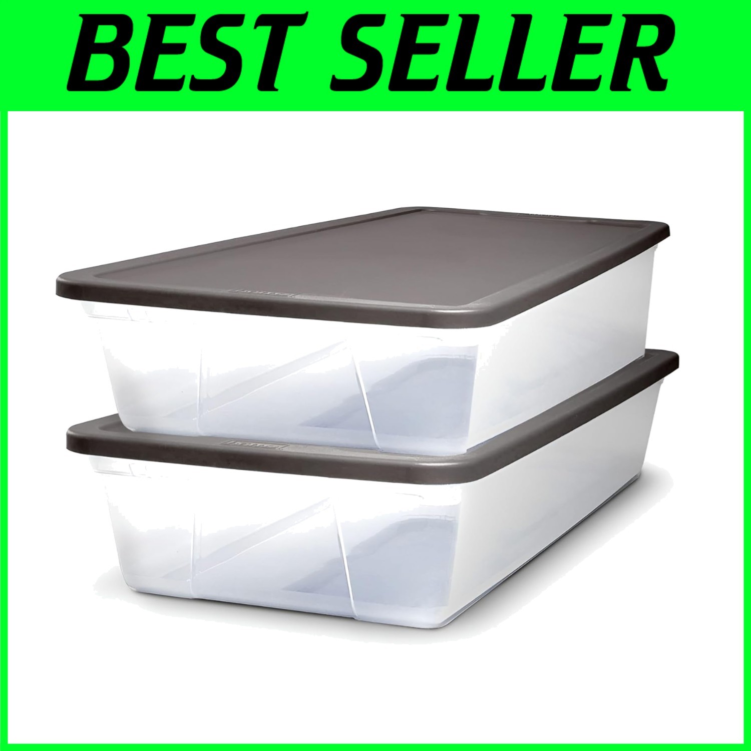 2-Pack Clear Plastic Storage Bins, 28 Qt - Snaplock Lids