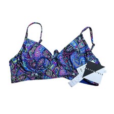NWT Vera Bradley Reversible Chambray & Petite Paisley Eva Bikini Top Size M