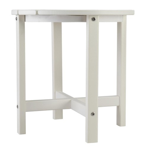 White Round In/Outdoor Patio Portable Side Corner Table for Adirondack Chair - Picture 2 of 4