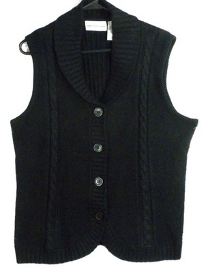 NWT ~ Alfred Dunner Men's Manhattan Skyline Black Roped Sweater Vest Size M