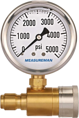 #ad 2 1 2quot; Pressure Washer Pressure Gauge Kit 3 8 Inch Quick Connect 0 5000 PSI Glyc $29.07