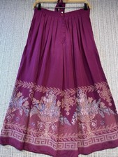 Vintage 100 Silk Midi Skirt Purple Floral Border Hong Kong S/M Marc Daly